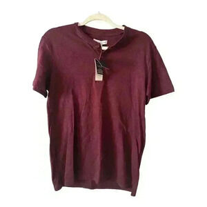 And Now This Mens Burgandy Quarter Button Tee, Small
